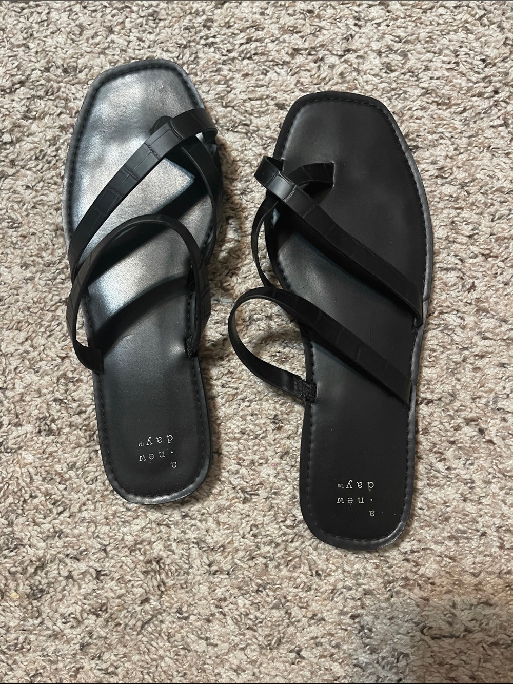 a new day Black Crisscross Square-Toe Slide Sandals